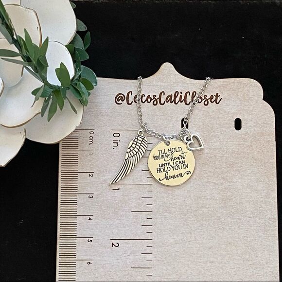 Angel Wing Heart Heaven Silver Plated Charm Pendant Necklace NWT - Picture 6 of 8